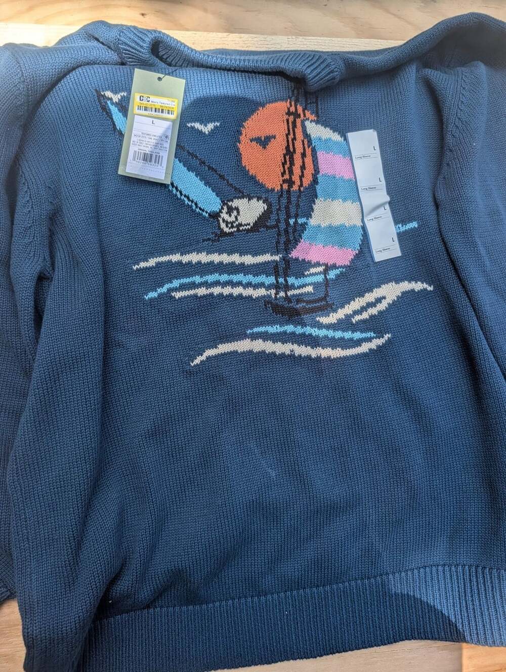 Goodfellow & Co Textured Sweater Sail Boat Size L Blue